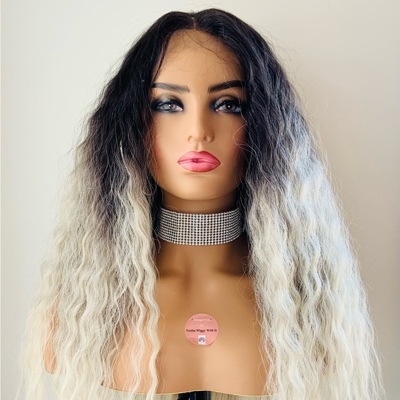 Gorgeous 28” Ombre Grey 13x4 Lace Front Premium Fiber Wig for Daily Wear/Events - Picture 8 of 15
